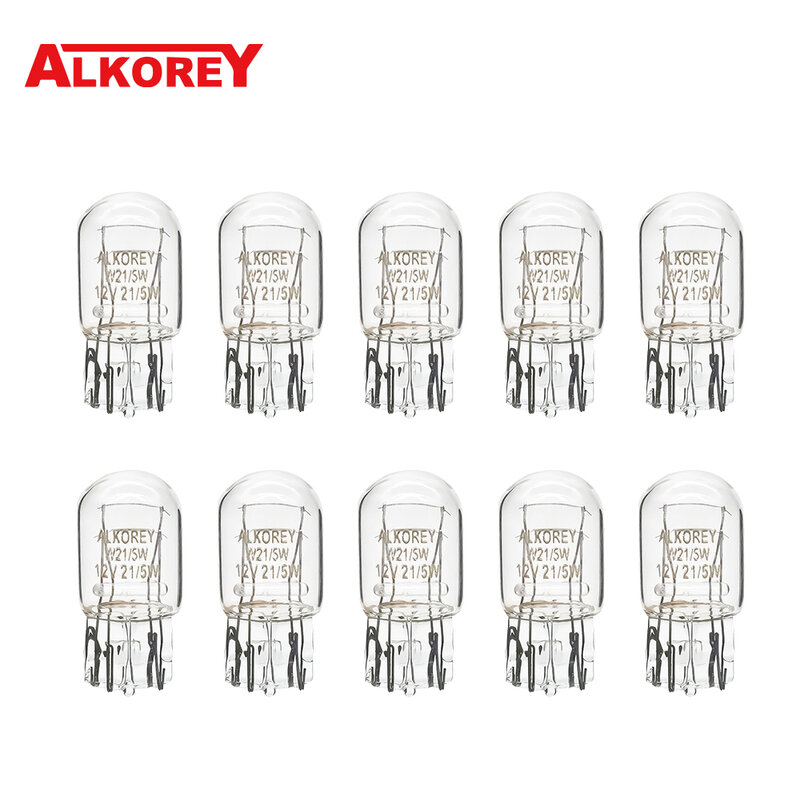 Alkorey-luzes de circulação diurnas do halogênio do carro, lâmpada traseira do freio da parada da volta, branco morno, T20, 7440, 7443, W21W, W21, W21, 5W, 12V, 21W, 5W, PCes 10