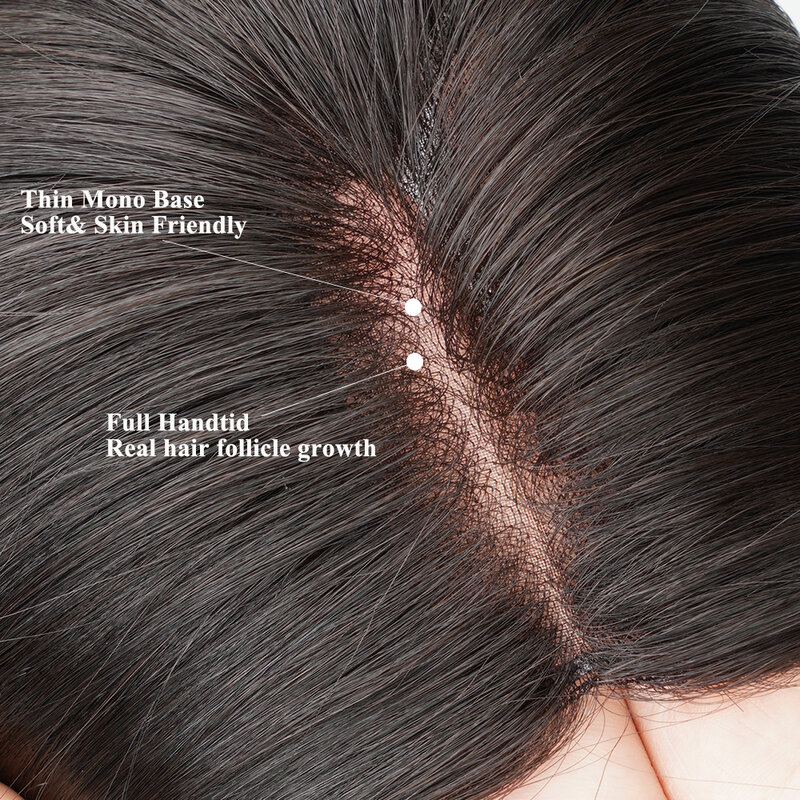 Ruidice 5x8cm nakładka na bazę Mono z klipsami z ludzkich włosów z nakładkami do włosów przerzedzających włosy dla kobiet w małym kolorze skóry głowy