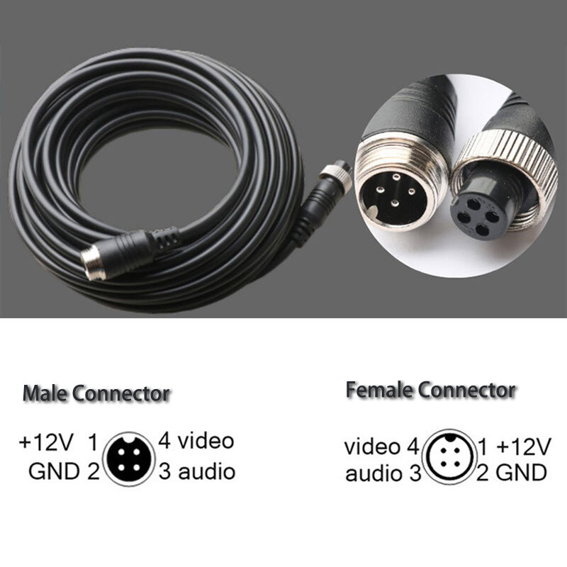 Câble de connecteur d'aviation 5M/15M/20M 4 broches câble d'extension vidéo et audio étanche pour caméra de vidéosurveillance de véhicule et moniteur de voiture