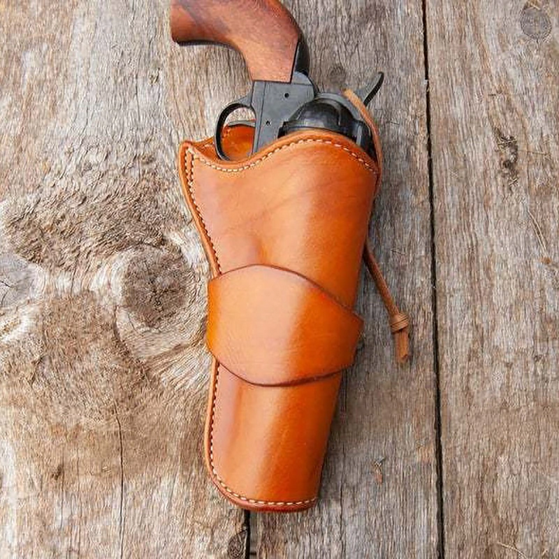 Fondina in pelle PU rinascimentale medievale per Revolver Vintage Steampunk Western Cowboy Pistol Gun Barrel Holder accessorio in vita