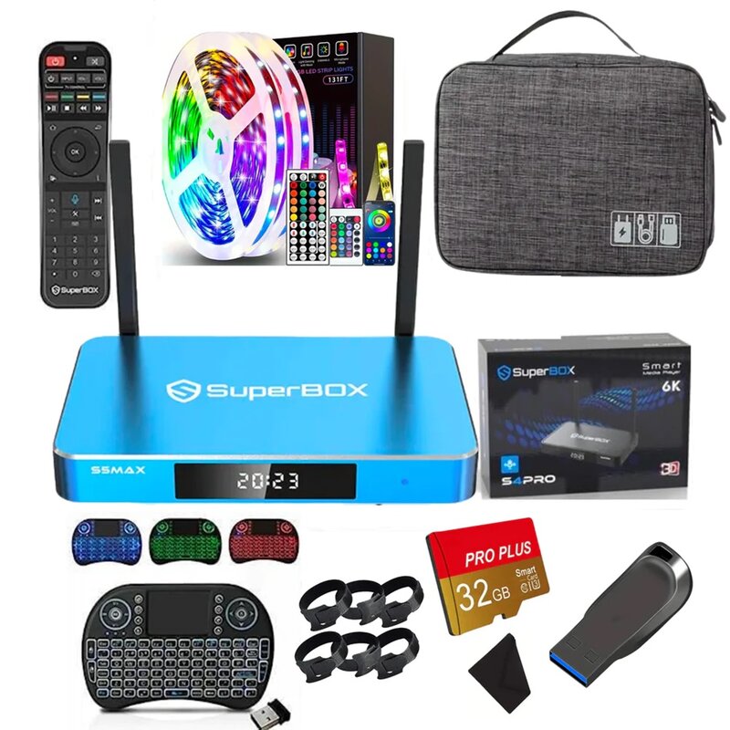 HOT SELLING BUY 2 GET 1 FREE SuperBox S5 Max Bundle 8K HDMI, 64GB Card/Drive, WiFi Extender,Keyboard IN-STOCK