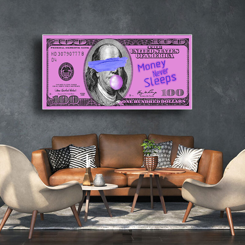 Wall Art Gold Modern Popular Colorful cento Money Canvas Painting Quadro Street Art Abstract Poster Wall Picture Home Decor