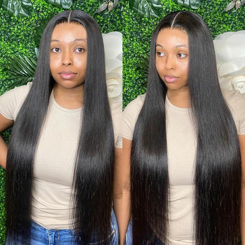 30 36 40 Inch Bone Straight 13x4 13x6 HD Lace Frontal Wigs Glueless Transparent Lace Human Hair Wigs For Women