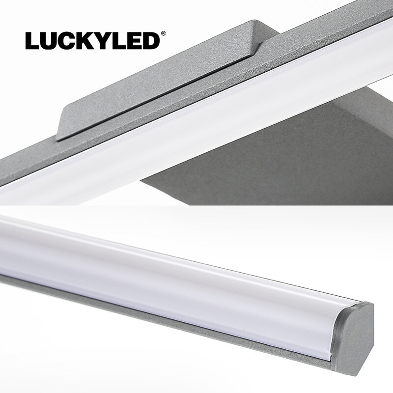 LUCKYLED-Lámpara Led de pared para Interior, luz impermeable para espejo de baño, 80CM, 100CM de largo, AC85-265V, color negro, blanco y gris