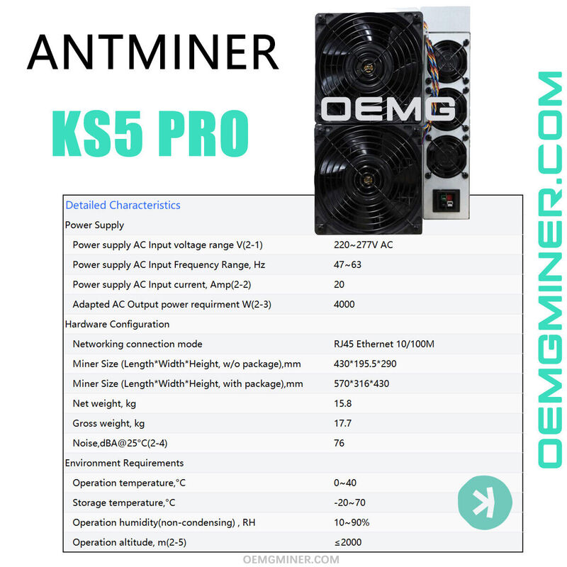 Nieuwe Bitmain Antminer Ks5 Pro 21e 3150W Kas Mijnwerker Kaspa Asic