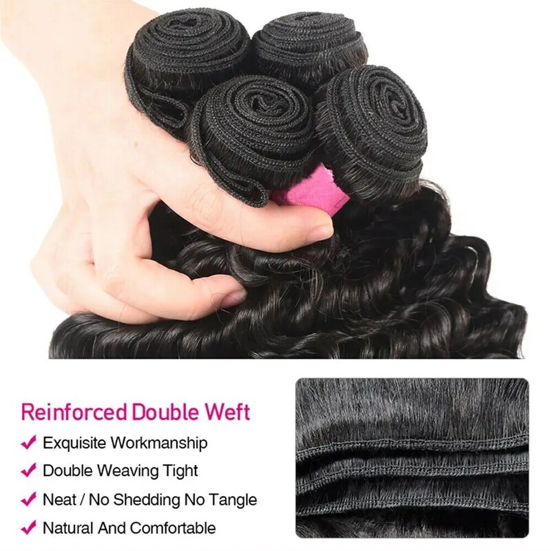 Bundel rambut manusia gelombang dalam 8-28 inci bundel jalinan rambut Brazilian kain ganda bundel grosir alami ekstensi rambut Remy