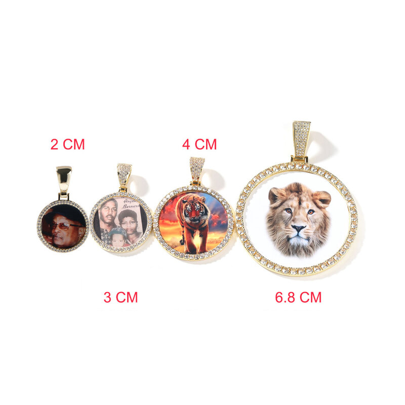 Uwin Diy Medaillon Foto Hanger Ketting Grote Ronde Custom Picture Charms Ketting Iced Out Cz Mode-sieraden Voor Geheugen Gift
