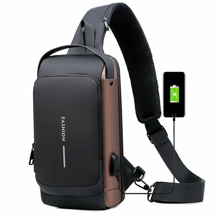 Borsa a tracolla multifunzione da uomo con ricarica USB borsa a tracolla sportiva borsa a tracolla antifurto maschile con blocco Password con spalla regolabile