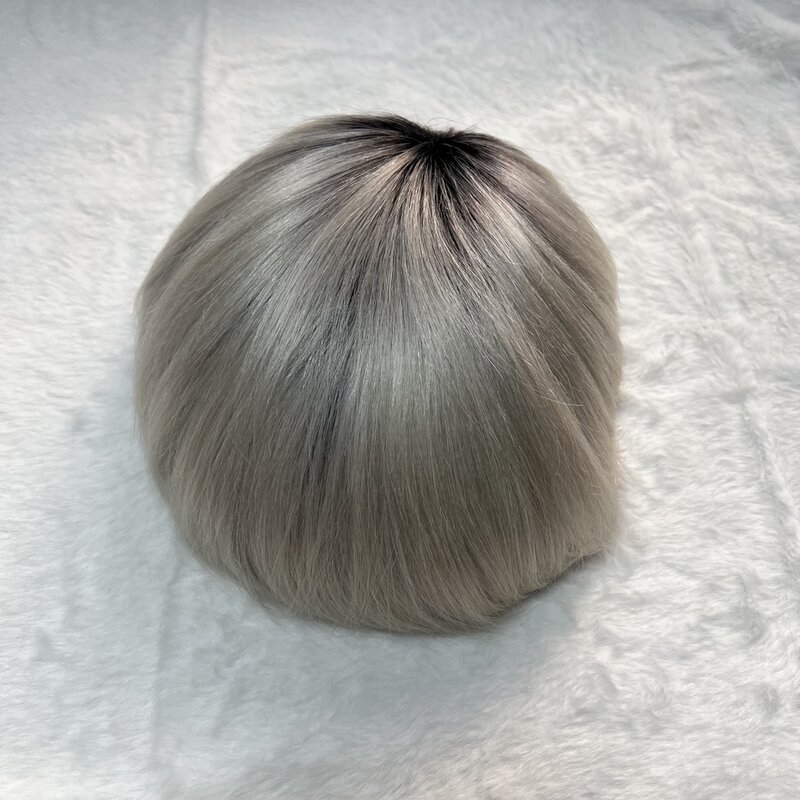 Q6 1 b60 parrucchino per capelli umani a colori per uomo 8*10 parrucche per capelli lisci da uomo sostituzione per sistema di capelli umani da uomo