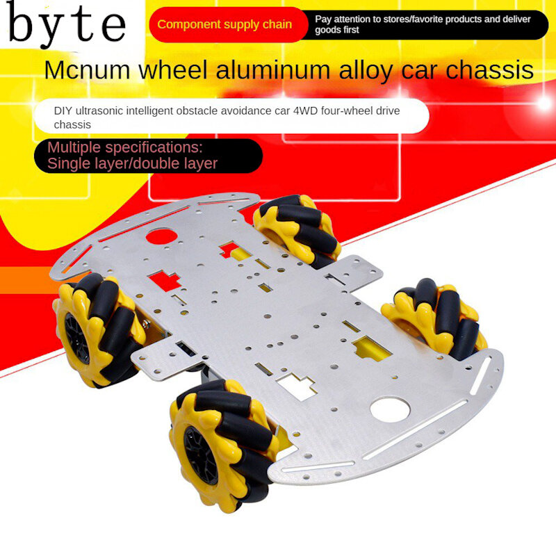 Chasis de coche de aleación de aluminio para Arduino Robot, Kit de bricolaje, Motor TT inteligente ultrasónico, ruedas 4WD macnaman de una capa o Doble