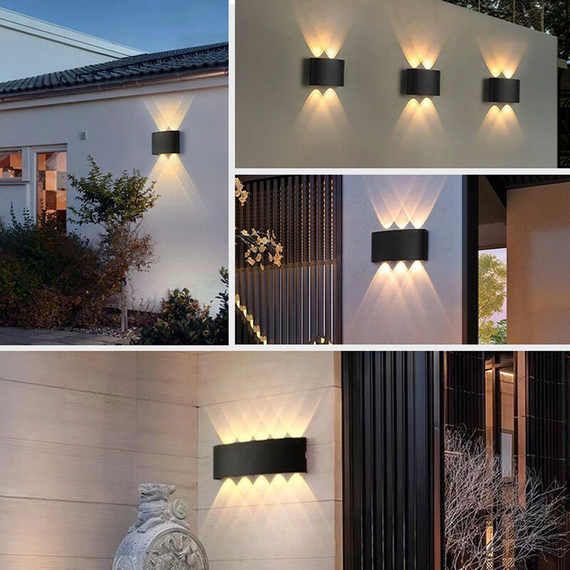 Lampada da parete a LED in alluminio impermeabile IP65 luci da giardino per esterni 8W 12W applique da parete interna per l'illuminazione delle scale del soggiorno della camera da letto