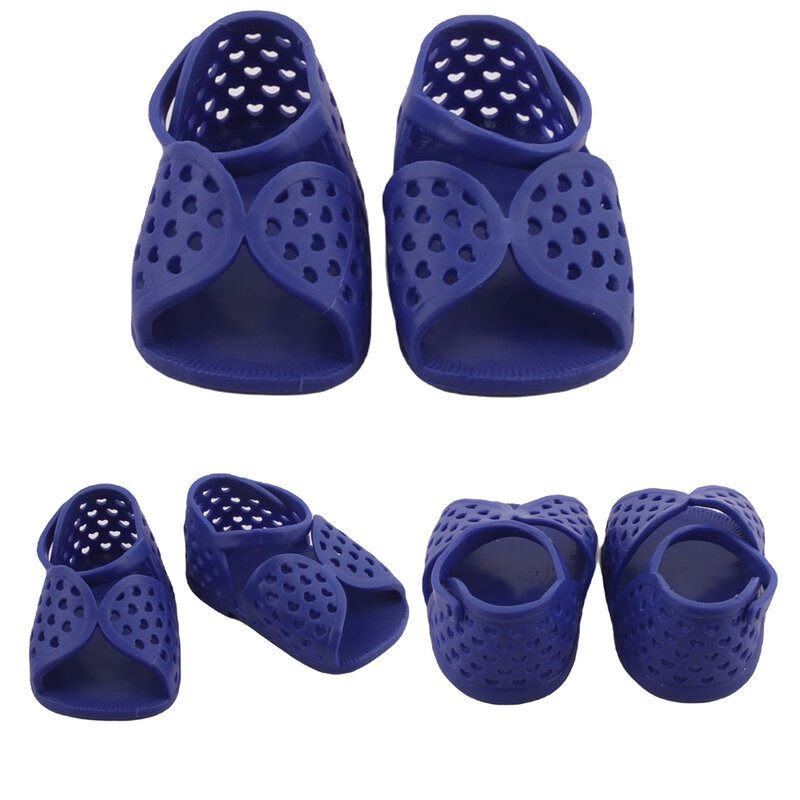 Azul escuro sandálias de boneca sapatos sapatos de boneca do plutônio para 18 Polegada americano & 43 cm bebê recém nascido, nossa geração, presente do brinquedo da boneca de giel da vida