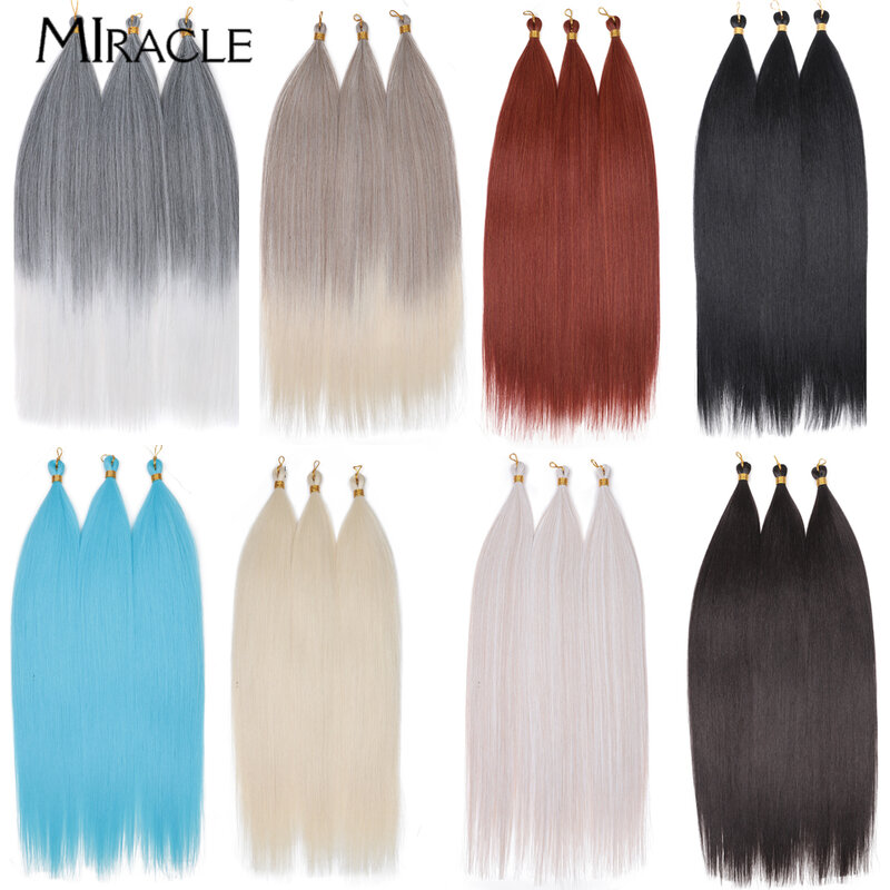 MIRACLE Ariel-extensiones de cabello postizo, pelo liso de 28 pulgadas, trenzas sintéticas suaves de ganchillo, Marrón degradado