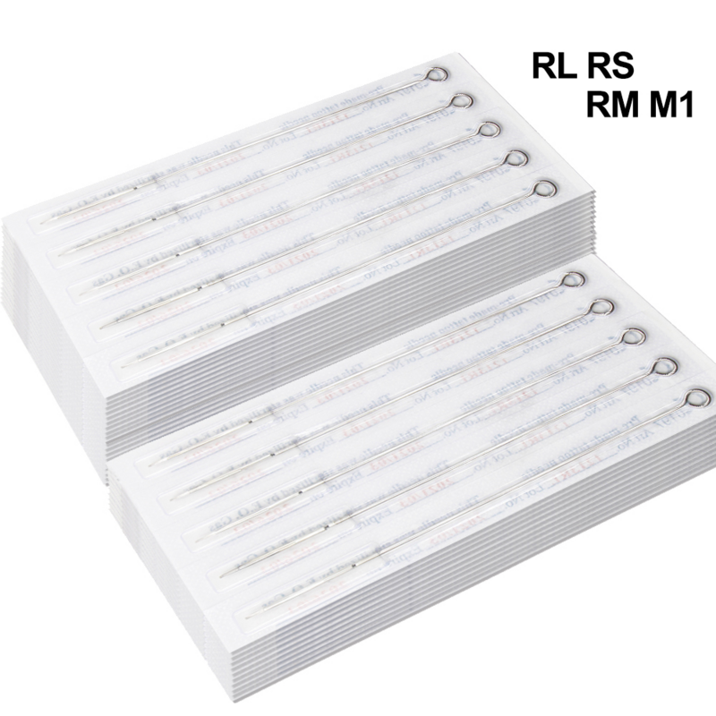 ROMLON agujas esterilizadas desechables para máquina de tatuaje, suministro de maquillaje permanente, RL, RS, RM, M1, 10 Uds.
