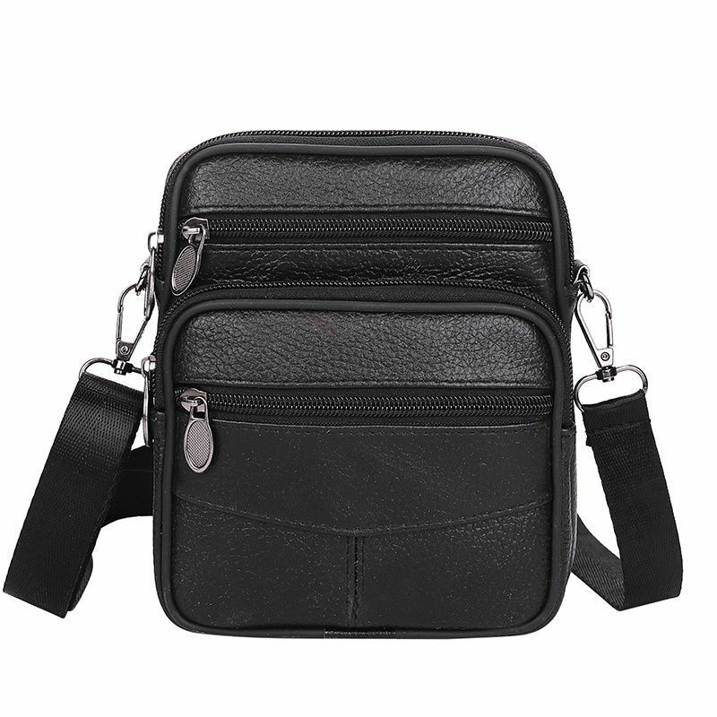 Solid Color Genuine Leather Shoulder Waist Bags Men Fanny Belt Packs Phone Pouch Casual Crossbody Bags сумка мужская