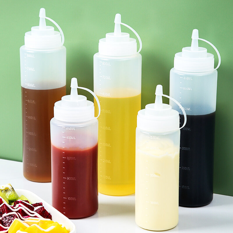 Botellas de aceite de oliva para salsas calientes de cocina, dispensadores de Ketchup y mostaza, accesorios de cocina, 1/2/4/6 Uds.