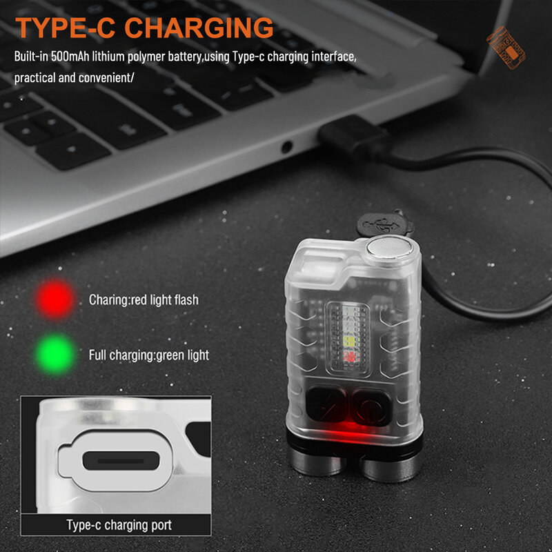 Mini lampe de poche V3, torche lumineuse, 10 Modes, USB Rechargeable, porte-clés étanche, lanterne rouge UV, détecteur de taches d'urine animale