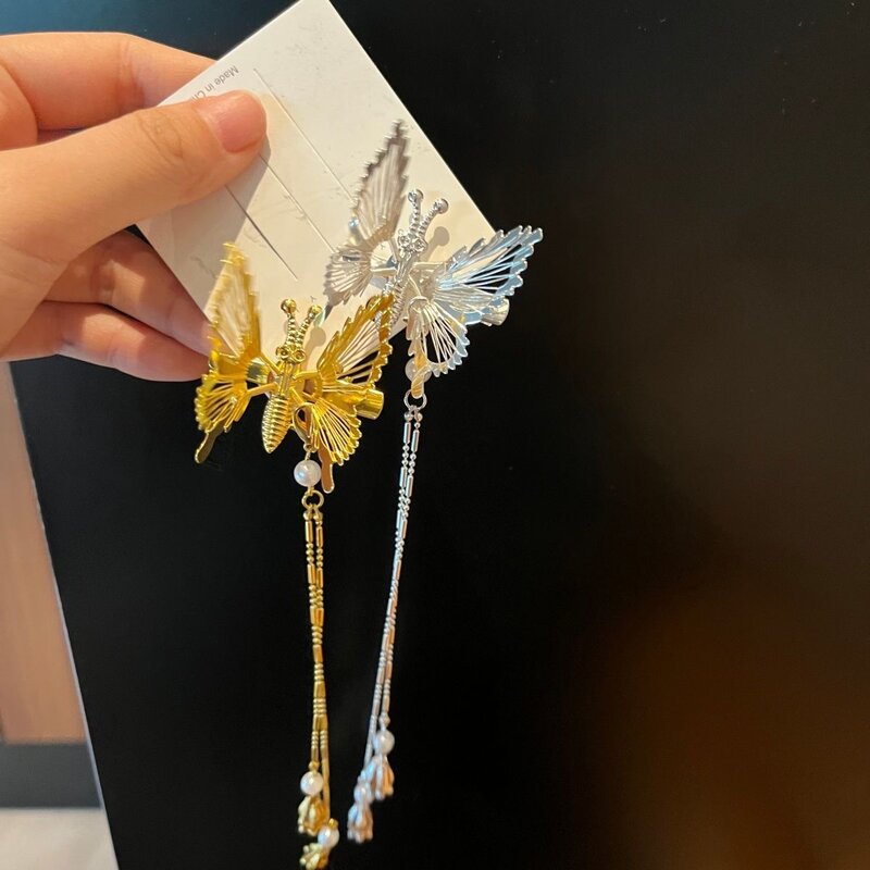 Elegante Kwastje Vlinder Haarspeld Vrouwelijke Antieke Accessoires Beven Vlinder Side Clip Moving Vlinder Haarspeld Hoofdtooi