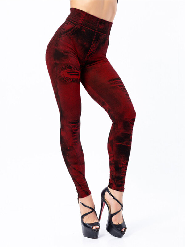 Женские эластичные леггинсы с имитацией джинсов, облегающие брюки с высокой талией и эффектом пуш-ап для фитнеса, летние бриджи, 2023