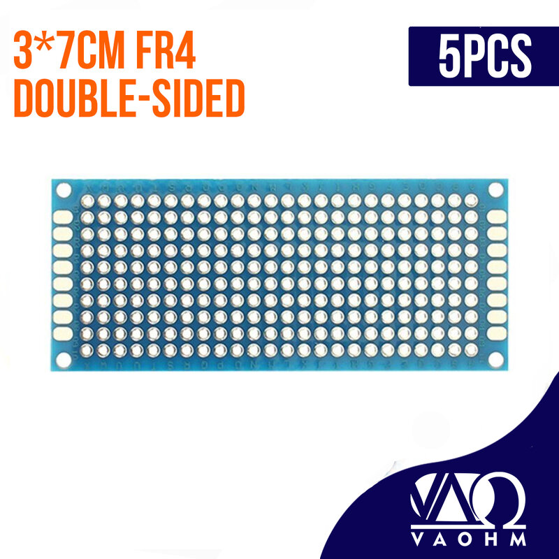 Prototype PCB double face FR4, 3x7cm, 5 pièces