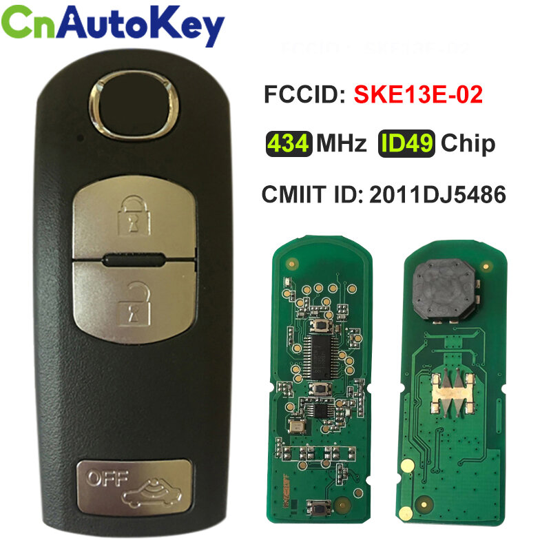 CN026024 chiave remota intelligente Aftermarket per chiave Auto di ricambio Mazda con sistema Mitsubishi 434MHz FCCID SKE13E-02