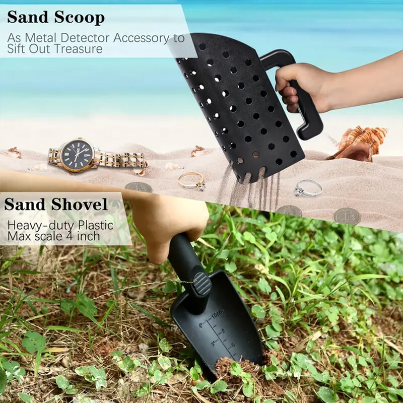 금속 탐지용 ABS 금속 탐지기 액세서리, 모래 스쿠프 및 삽 세트, 휴대용 해변 조개 보물 사냥 도구, 1 세트