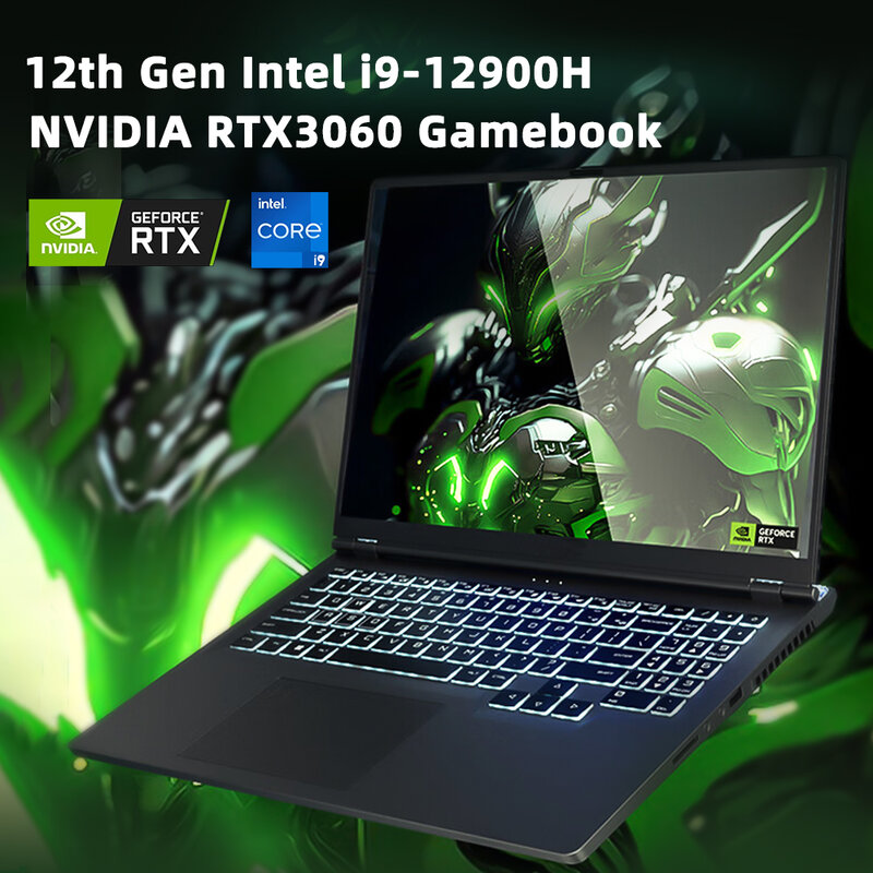 Vendita calda Gaming Laptop 16 "FHD Display tipo IPS processore Intel Core i9 12900H i7-12700H GeForce RTX 3060 GDDR6 6GB Windows 11