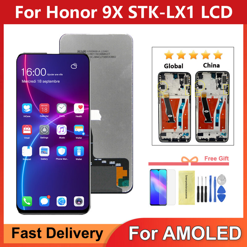 6,59 ''для оригинального Honor 9X 9 X premium global edition STK-LX1 STK-L22, ЖК-дисплей с рамкой