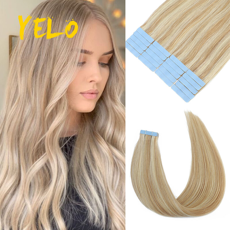 Tape In Hair Extension Brazilian Balayage Natural Human Hair Tiny Interface 1.5X0.3 Inch Skin Weft Remy Hair 2.0G/Pcs 14-28 Inch