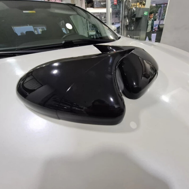 ค้างคาวสไตล์กระจกสำหรับ Peugeot 308 2014 2021 2ชิ้นสีดำเงา Shields ชิ้นส่วนด้านนอกกีฬา tuning