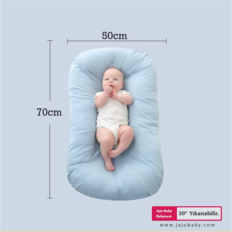 Nid de bébé gonflé bleu fait à la main, accent de bébé de luxe, 70x55 cm, côté des mères