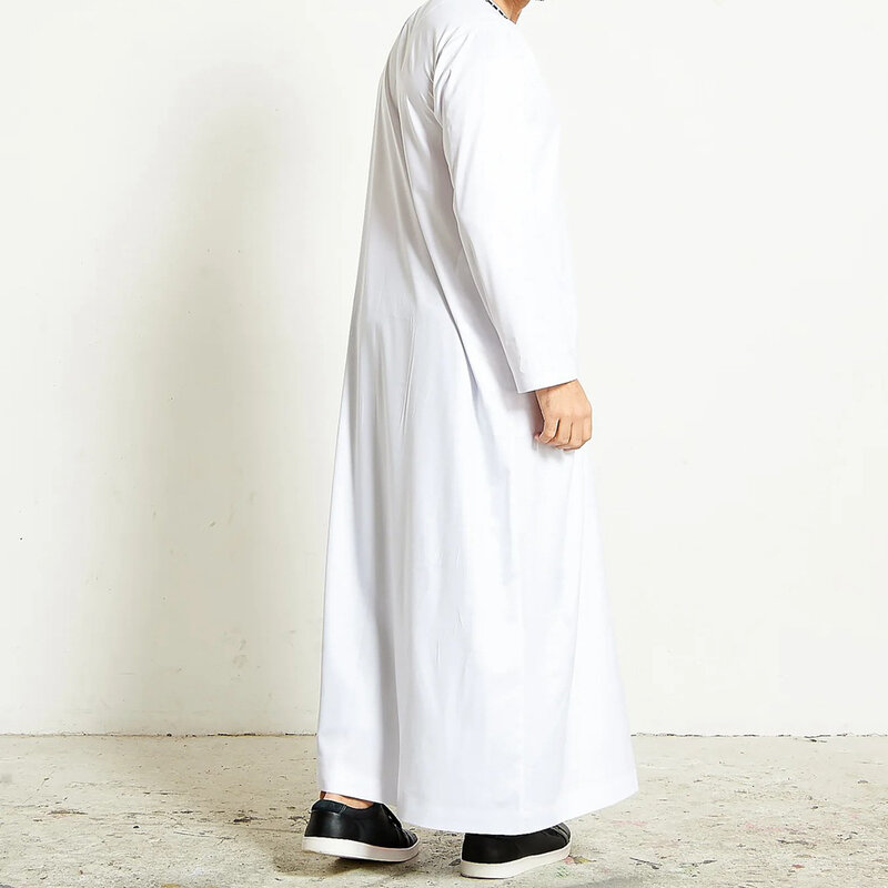 Robe musulmane brodée à manches courtes pour hommes, style arabe, vêtements islamiques du Moyen-Orient, robe de Dubaï, solide, nouveau, été