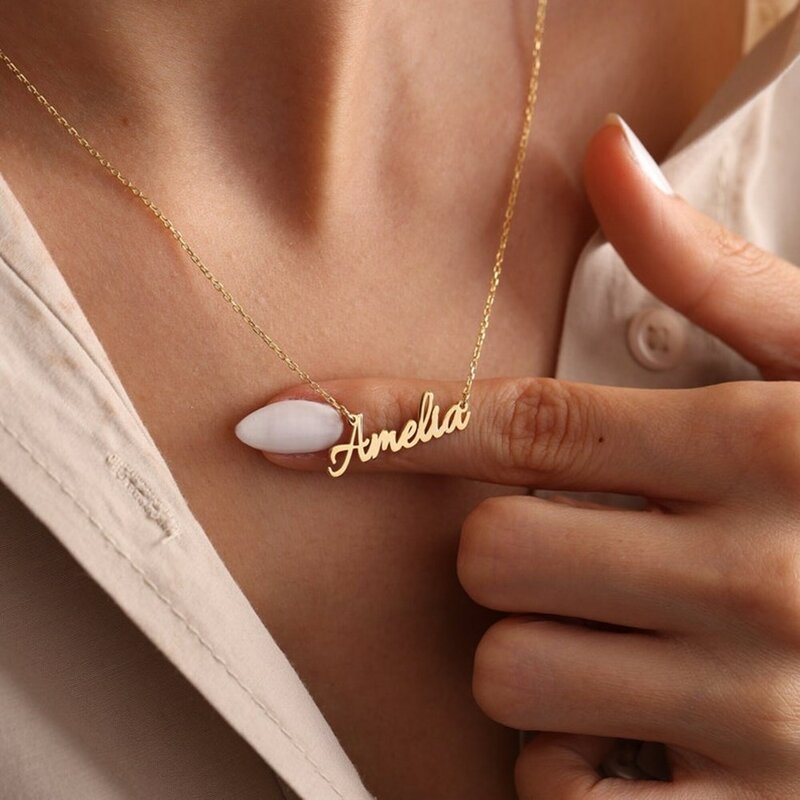 Индивидуальное индивидуальное ожерелье с именем из нержавеющей стали, персонализированное золотое ожерелье с буквенным кулоном, модные подарки для мужчин и женщин