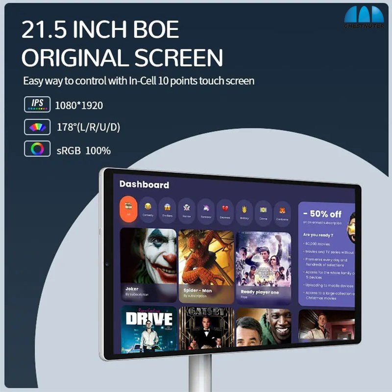 Monitor de tela sensível ao toque LCD portátil, Smart Display multifuncional, Android 12, 21,5 "incell