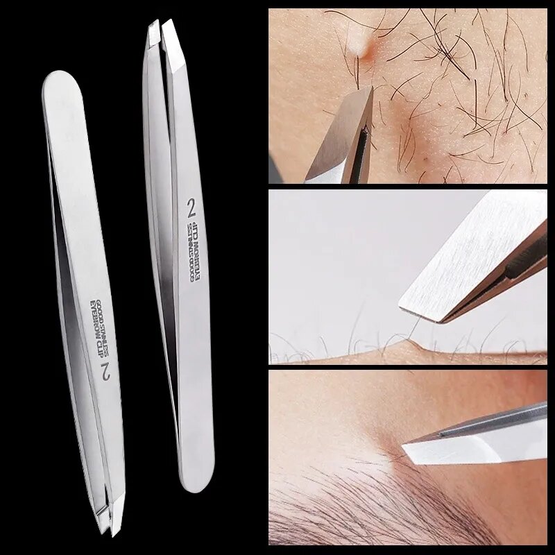 Sobrancelha pinça de aço inoxidável inclinado olho brow clipes remoção do cabelo maquiagem ferramentas cílios extensão dupla pálpebra aplicação