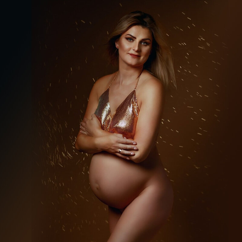 Fotostudio Requisiten fotografische Kleidung für schwangere Frauen sexy Metall kette Hosenträger Weste für Mutterschaft geeignet
