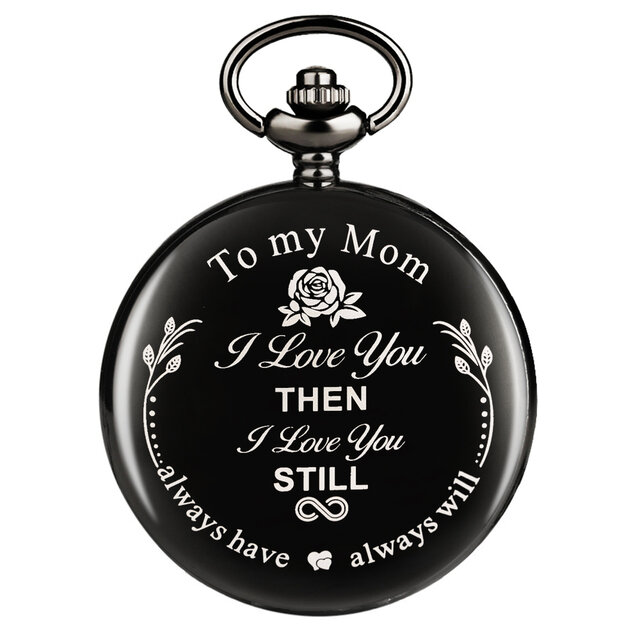 Популярные кварцевые карманные часы с гравировкой надписей «My Mon I LOVE YOU», Модный изысканный кулон, сувенир, подарок на день рождения с цепочкой