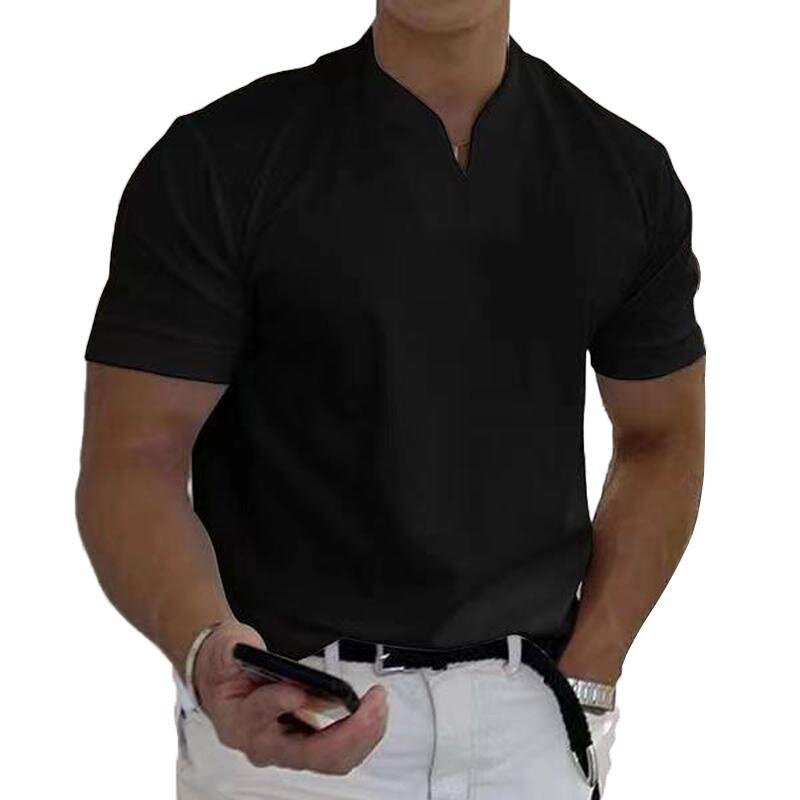 TUSHANGGE 남성용 반팔 폴로 티셔츠, V넥 상의, 데일리 남성 단색 의류, 골프 셔츠, 운동 피트니스 스포츠웨어