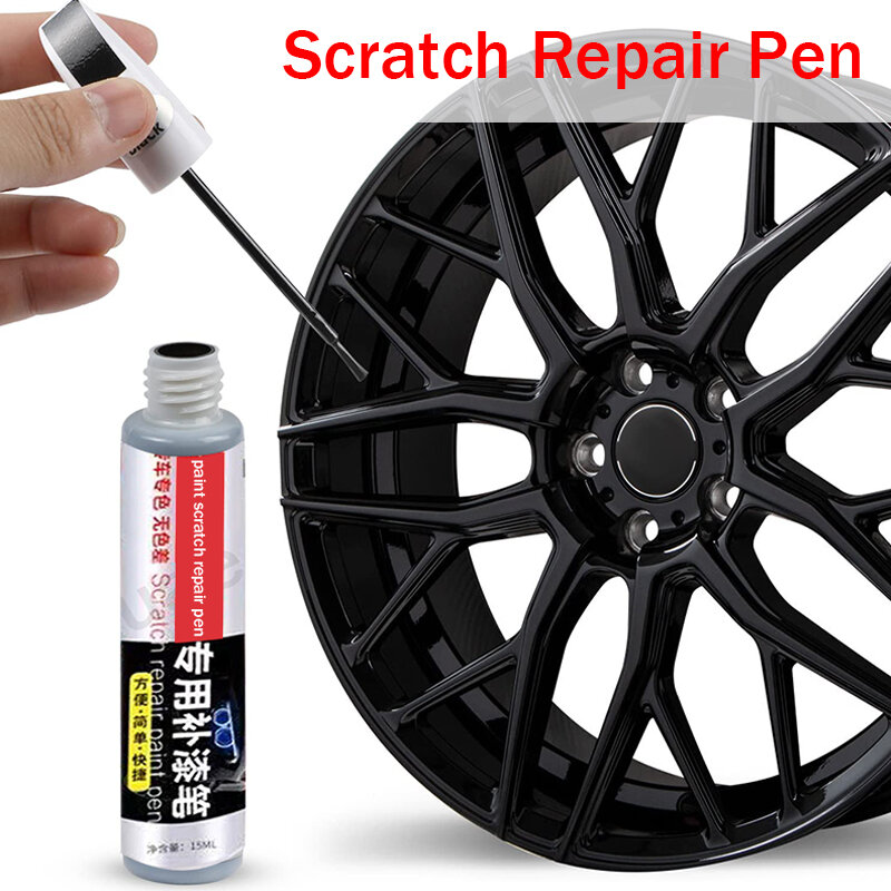Car Wheel Scratch Repair Pen, Black Rim Touch-Up Paint Remover, Black Sliver, Paint Care Acessórios