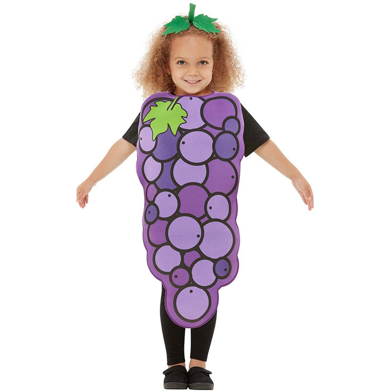 Costume d'Halloween unisexe pour enfants, fruits, raisin, garçons, filles