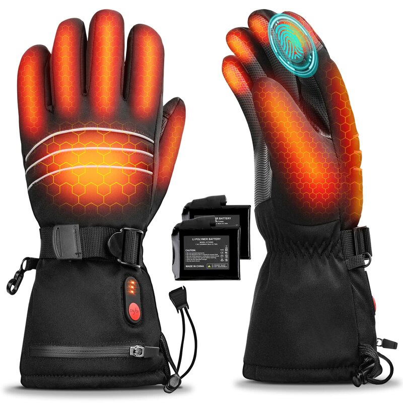 Heated Gloves for Men Women，Outdoor rechargeable waterproof ski riding heated gloves