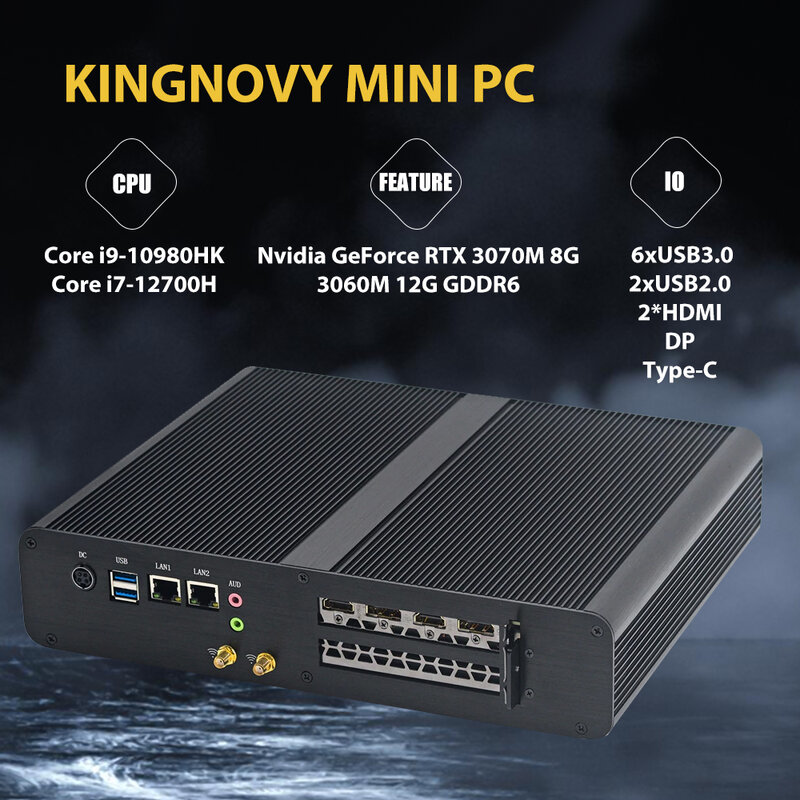 Kingnovy игровой мини-ПК Intel i7 13700H i5 13600H NVIDIA RTX 4060 RTX3070 12G 2xDDR5 NVMe Windows 11 Pro, геймерский компьютер WiFi6