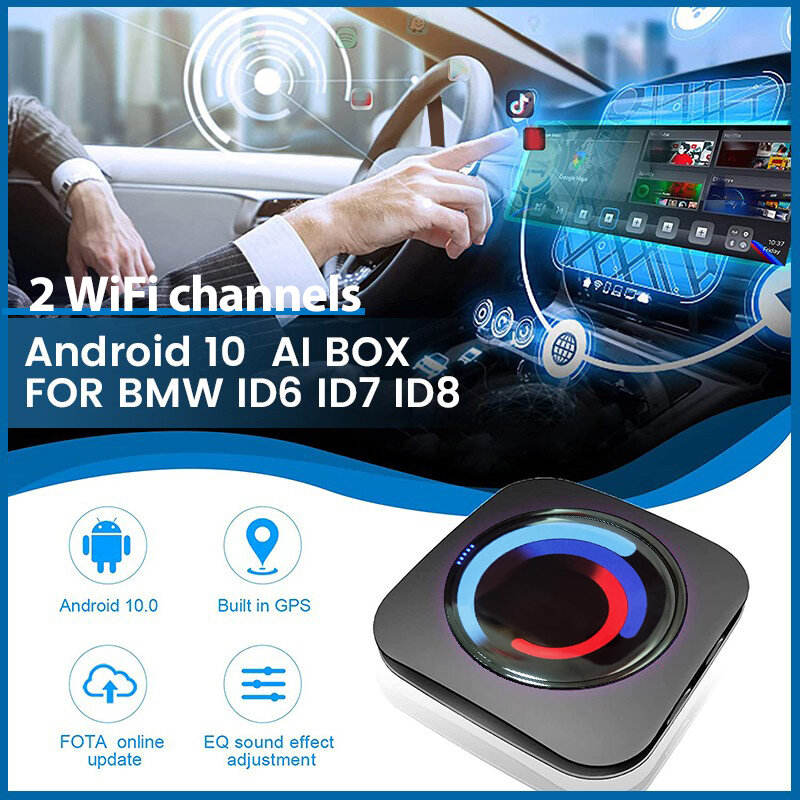 Carplay sem fio para BMW, AI Box, Android 10.0, 4G + 64G, suporta 4G e Wi-Fi, GPS embutido, Google Play Stor, ID6, ID7, ID8, 8 Núcleo, novo