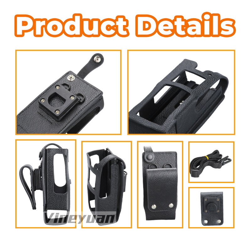Hard Leather Carrying Holder Holster Case with Adjustable Shoulder Strap Compatible for Motorola MTP850EX MTP810EX ATEX Two Way