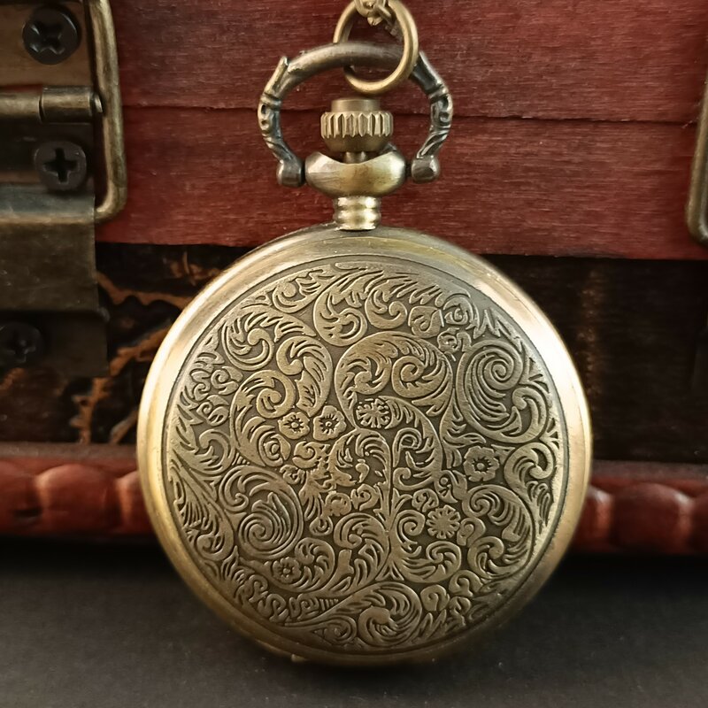 Vintage brązowy zegarek kieszonkowy kwarcowy naszyjnik łańcuch zegarek Fob prezent dla przyjaciółki dla mężczyzn kobiety reloj de bolsillo