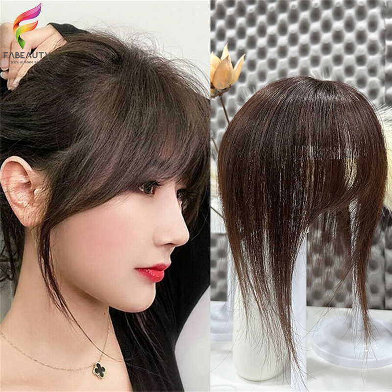 3D Human Hair With Full Bangs Invisible Human Hair Toppers For Women Topper Hair Extensions Air Bangs Brazilian Hair For Women