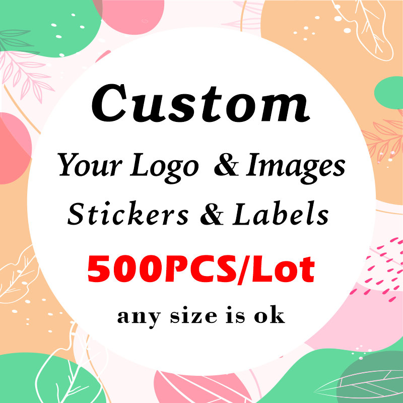 500 buah stiker kustom DIY label Anda sendiri stiker kotak hadiah ulang tahun pernikahan Logo perusahaan kustom 3-10CM stiker personalisasi
