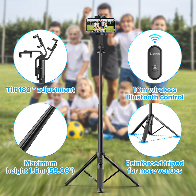 Ulanzi SK-03 1.5m Bluetooth Wireless Selfie Stick Tripod Monopod for Smartphone GoPro Hero 12 11 10 9 8 insta360 X3 DSLR Camera