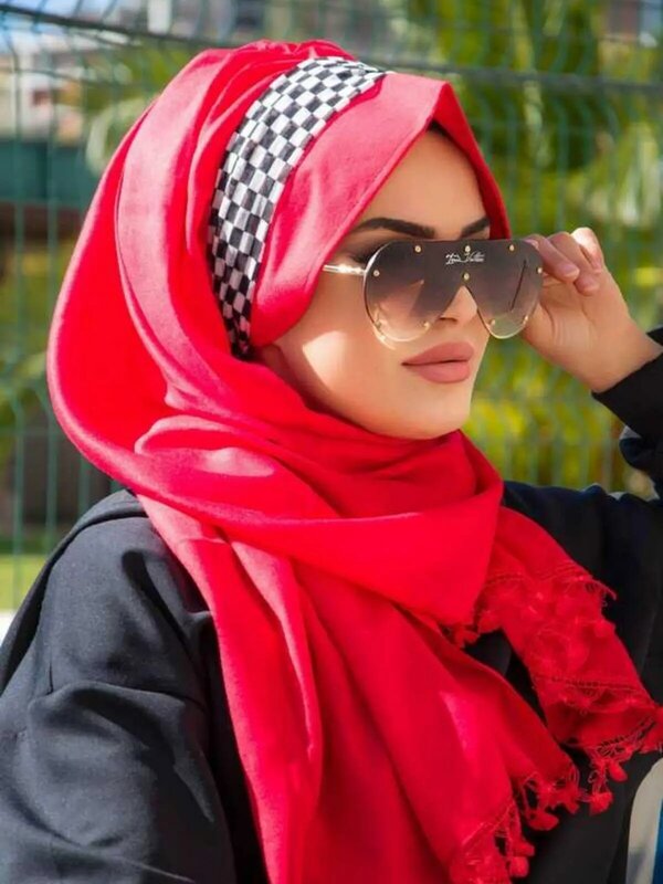 Topi syal renda, Beli 2 Gratis 1, praktis elegan mode wanita kerudung Muslim musiman modis