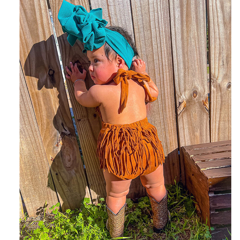 Unisex neonato indiano pagliaccetto Costume di Halloween bambino Costume nativo americano